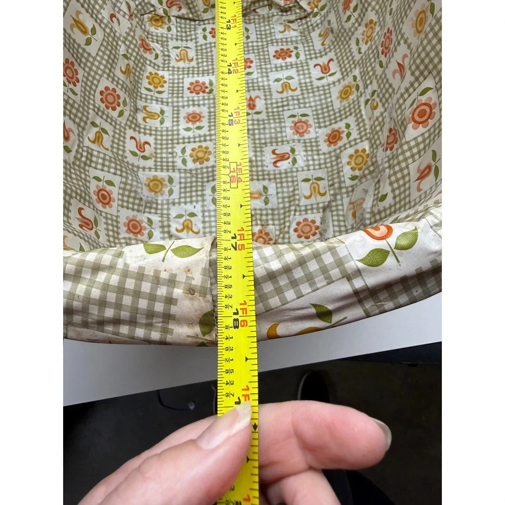 Vintage Wicker Picnic Basket Retro Floral Gingham Liner Cottagecore Boho Decor